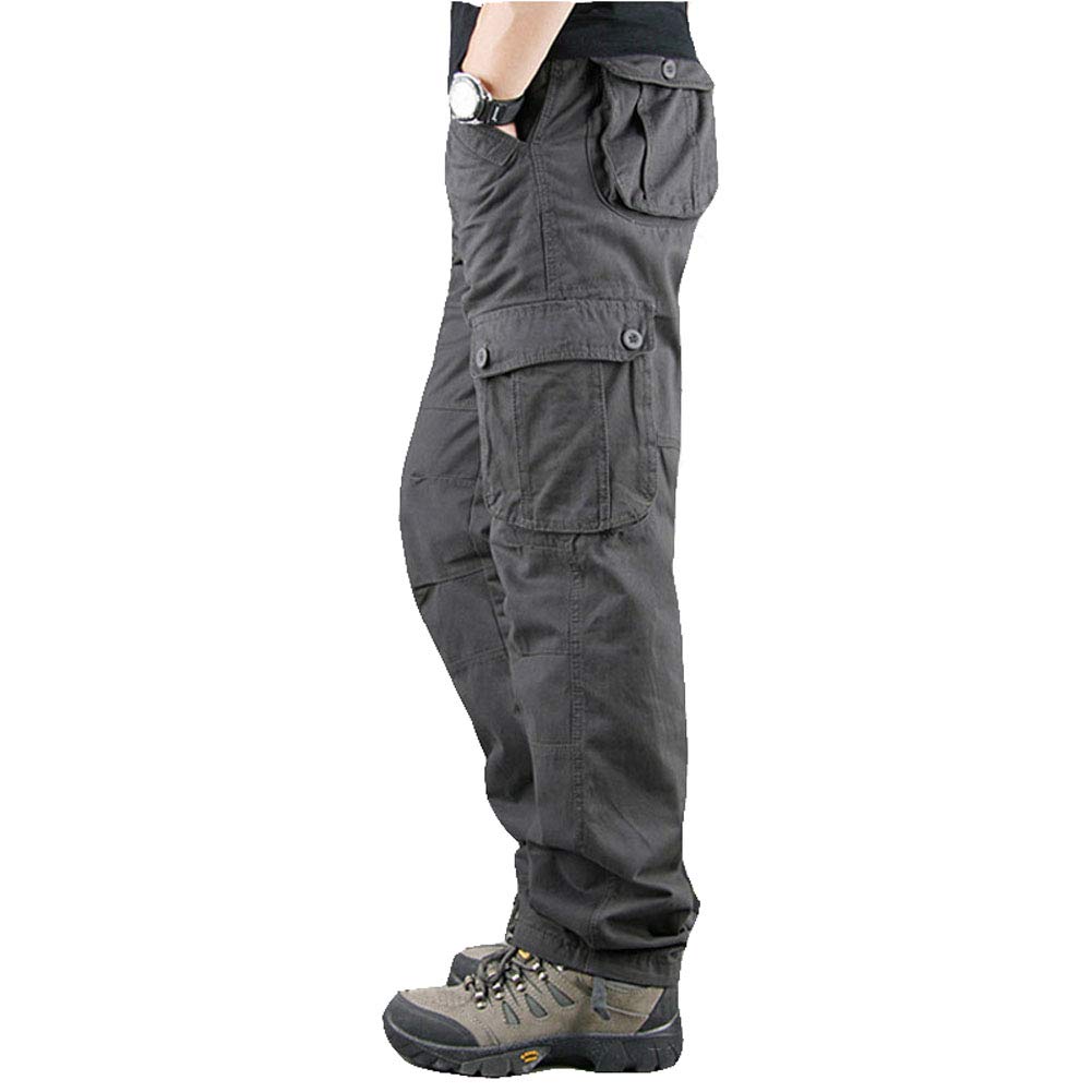 Lilychan Men's Lightweight Cargo Trouser Hiking Pants Army Combat Work Pants Casual Pants with 6 Pocket, Grey, 30