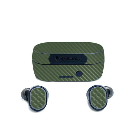 MightySkins Carbon Fiber Skin for Skullcandy Sesh True Wireless Earbuds - Olive | Protective, Durable Textured Carbon Fiber Finish | Easy to Apply, Remove, and Change Styles | Made in The USA