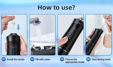 Generic Cordless 5 Modes Cordless Mini Portable Water Dental Flossers, White, Black