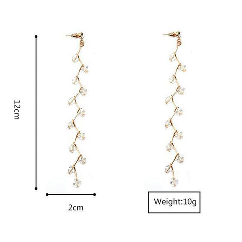 Yheakne Boho Rhinestone Leaf Earrings Gold Crystal Drop Earring Long Chain Tassel Dangle Earrings Jewelry for Women and Girls Gifts