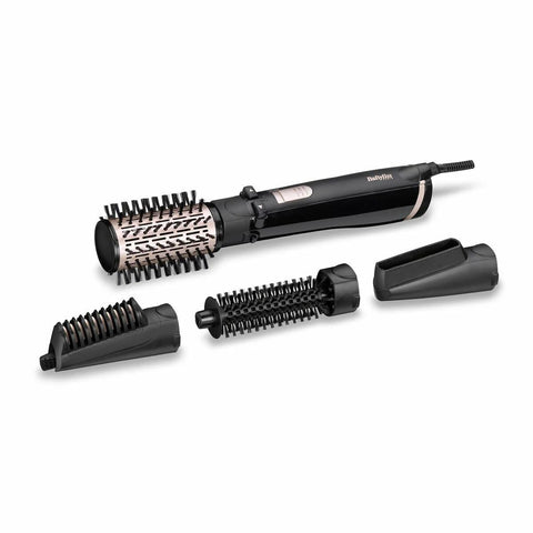BaByliss AS200E Brush & Style Ionic rotating hot air brush set, 1000 watts, 4 attachments, black, 5-piece set