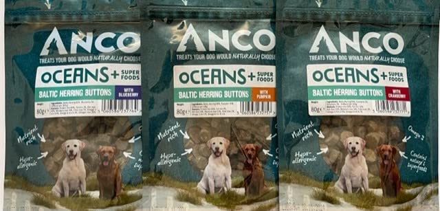Anco Baltic Herring Buttons Training Treats (Variety Pack of 3)