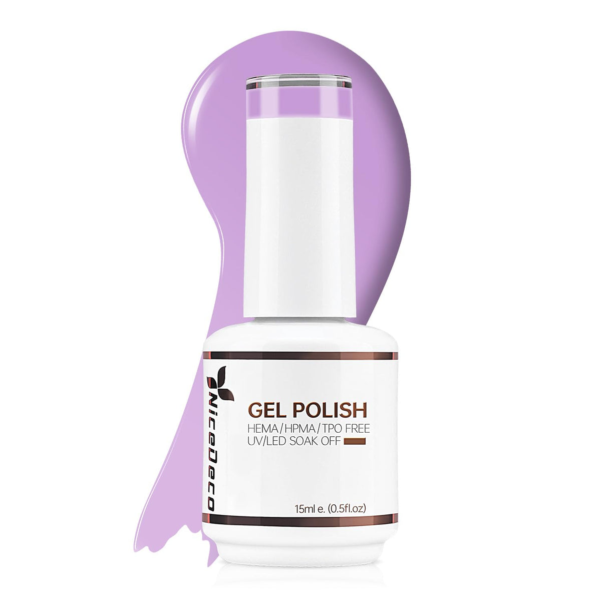 Nicedeco Hema Free Cruelty Free Vegan Gel Nail Polish 1 Pcs 15ml Lilac Color Soak Off LED U V Gel for Nail Art Manicure Salon DIY -010