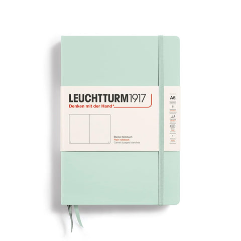 LEUCHTTURM1917 - Notebook Hardcover Medium A5-251 Numbered Pages for Writing and Journaling (Mint Green, Plain)