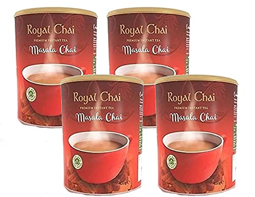 Royal Chai Masala Sweetened Tub 400g (Pack of 4) - Premium Instant Tea - Masala Tea - Natural - Instant Masala Indian Tea