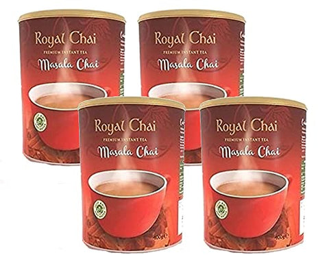 Royal Chai Masala Sweetened Tub 400g (Pack of 4) - Premium Instant Tea - Masala Tea - Natural - Instant Masala Indian Tea