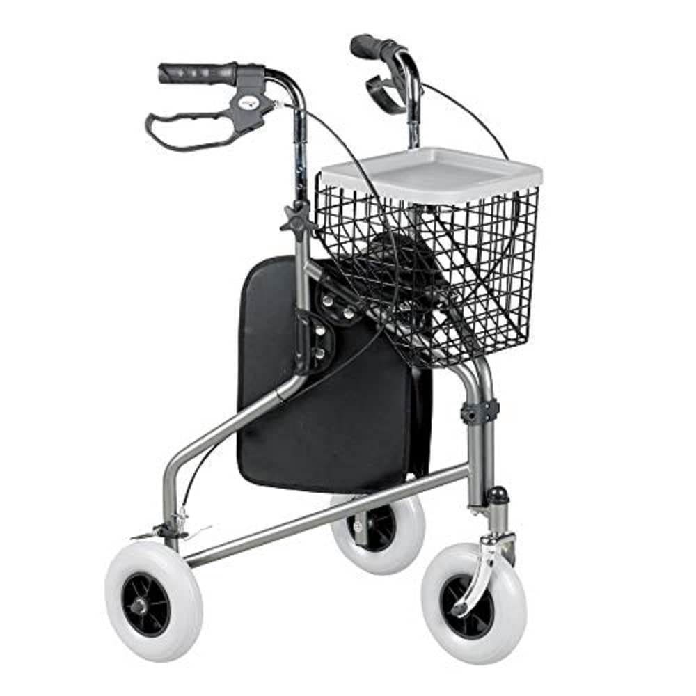 DAYS Tri Wheel 3-Wheel Walker with Breaks, Foot Rest and Basket, Mobility and Support Aid for Elderly, Disabled and Handicapped Users, Quartz