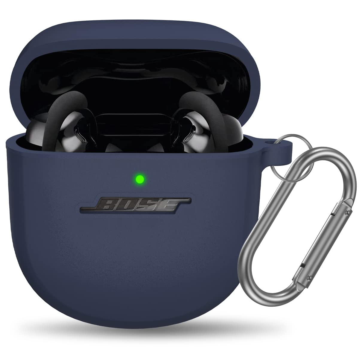YIPINJIA Case for Bose QuietComfort Earbuds II 2022, Soft Silicone Scratch Proof & Shockproof Protective Skin Sleeve Cover Compatible with Bose QuietComfort Earbuds 2 with Keychain - Blue