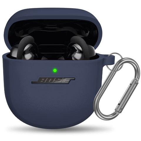 YIPINJIA Case for Bose QuietComfort Earbuds II 2022, Soft Silicone Scratch Proof & Shockproof Protective Skin Sleeve Cover Compatible with Bose QuietComfort Earbuds 2 with Keychain - Blue