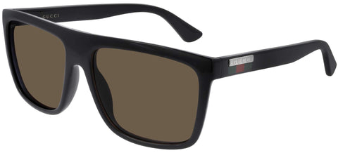 Gucci Casual Rectangular Sunglasses, Black-Black-Brown, 59
