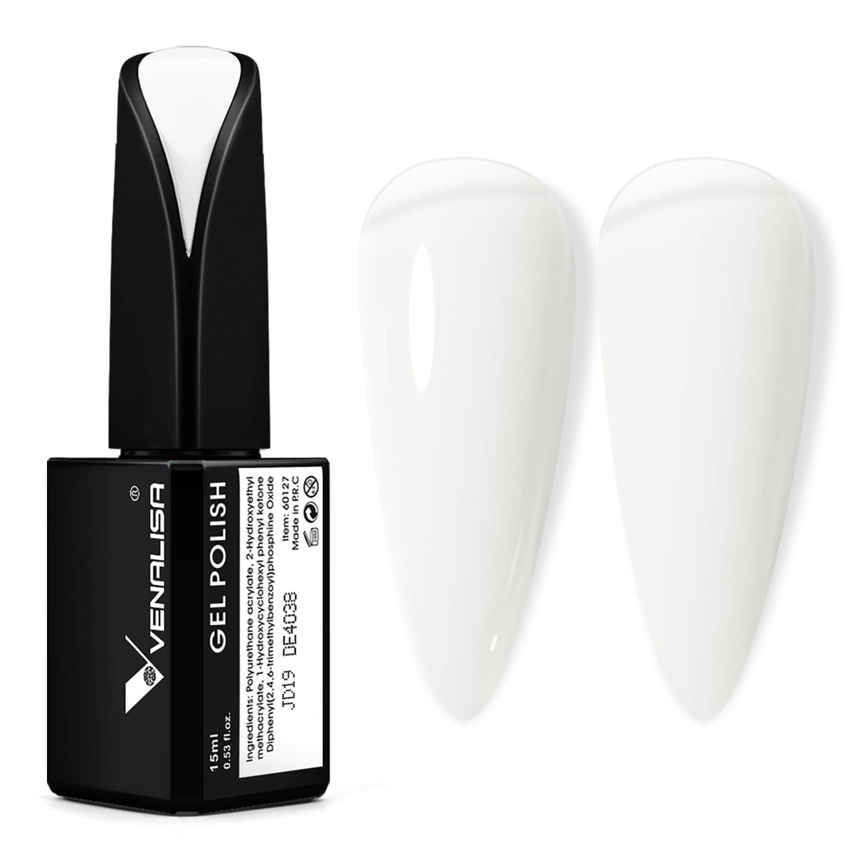 VENALISA Gel Nail Polish 15ml Milky White Color Gel Polish Soak Off Nail Lamp UV LED Long-Wear for Nail Art DIY Salon-Quality Manicure at Home