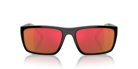 Scuderia Ferrari Men's FZ6003U Universal Fit Rectangular Sunglasses, Black/Red Gold Mirrored, 59 mm