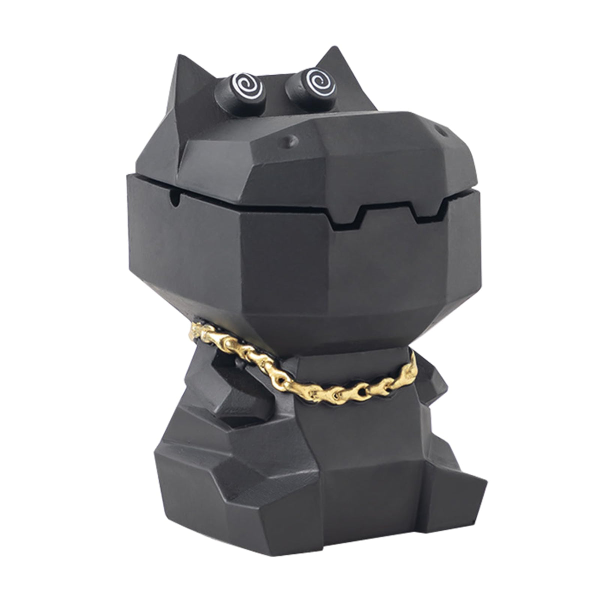 LMDO Smoker Hunter, Ashtray with Lid For Cigarette, Windproof Ashtray For Outside Patio, Outdoor, Indoor, Home Office, Tabletop, Cute Hippo Decoration Ashtrays Great Gift For Men Woman (Black)