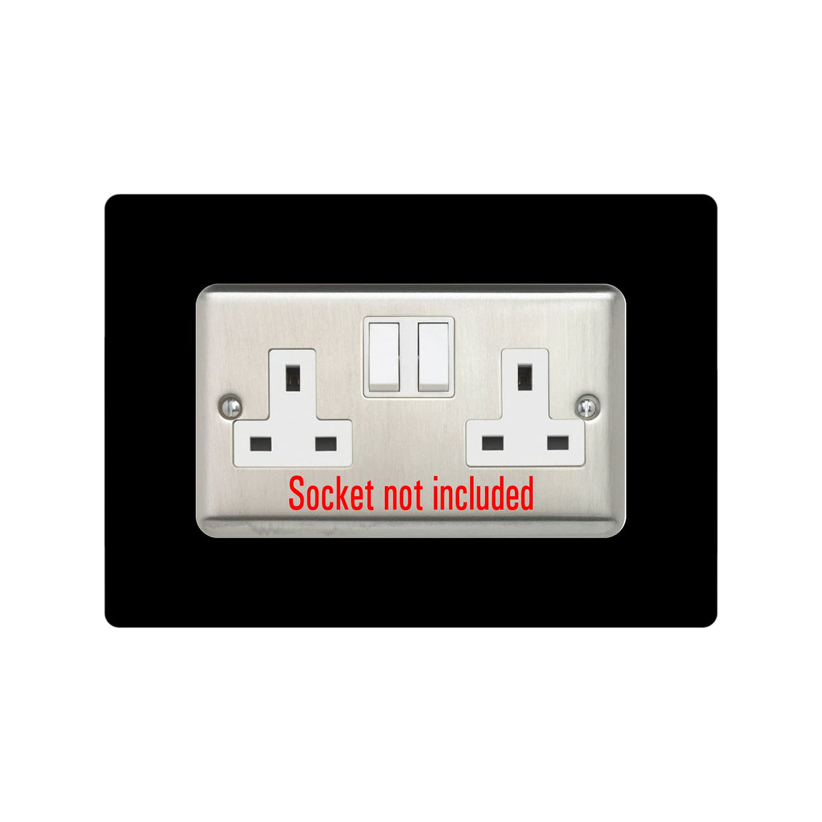 Double Socket Surround, Square Acrylic Back Panel Finger Plate, Decorative Frame for Neat and Tidy Finish, Font Colour:Black