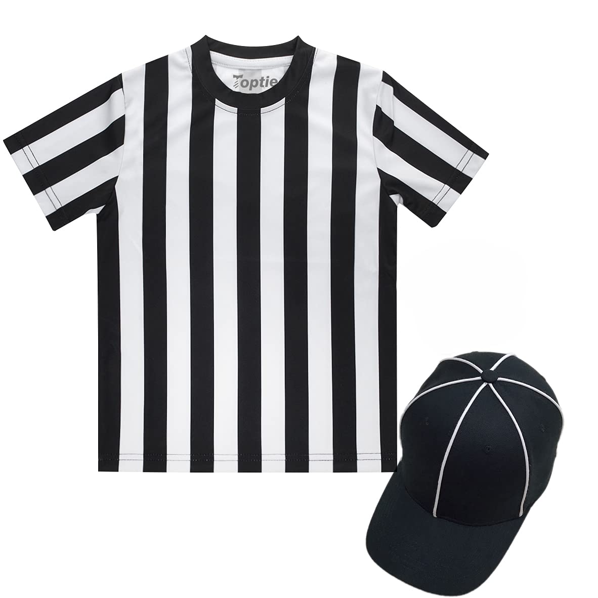 TopTie Children's Referee Shirt Set, Sports Football Shirt, Umpire Hat-L
