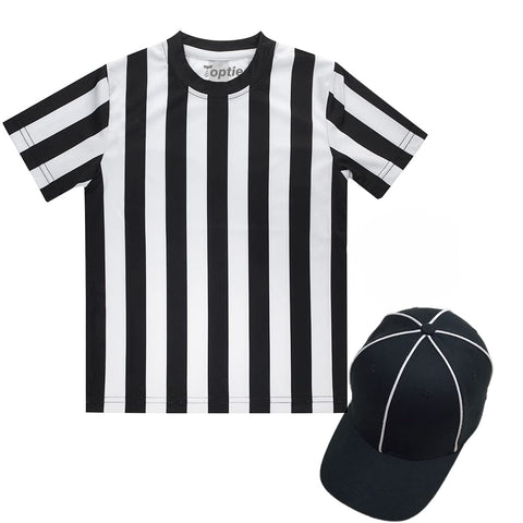 TopTie Children's Referee Shirt Set, Sports Football Shirt, Umpire Hat-L