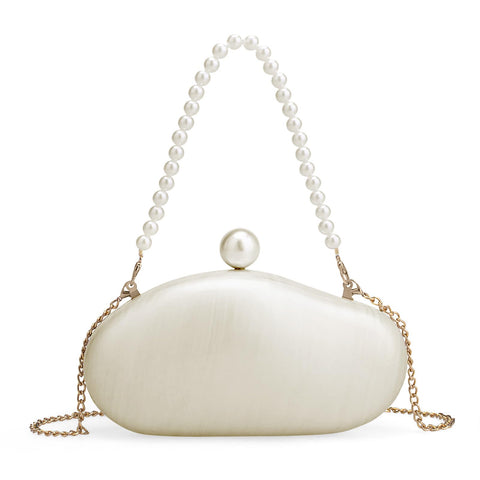YYW Acrylic Evening Clutch Purses for Women Shell Marble Handbag Shoulder Bag with Pearl for Wedding Party Prom, White, One Size