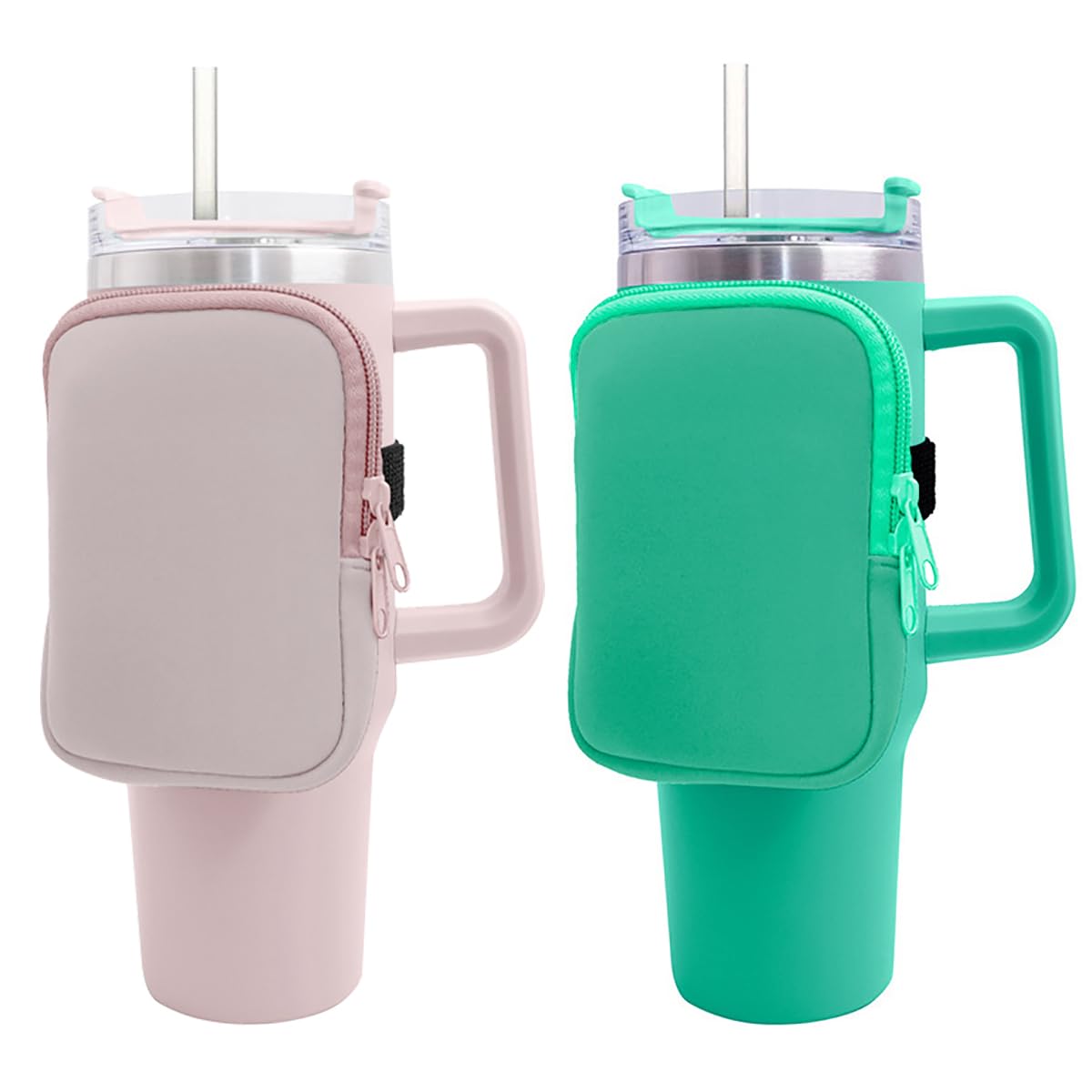 DanziX Water Bottle Pouch, 2 Pack Bottle Holder,2 Pocket Sling Neoprene Sleeve, Insulated Water Bottle Holder for Men/Women Hiking Travelling Camping