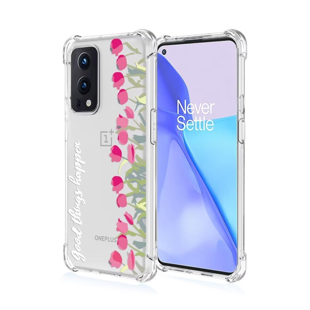 ATISIJIE Flower Case for OnePlus Nord 2 5G, Clear Floral Flower Pattern Print Design Soft TPU Case Shockproof Girl Women Phone Cover-A13