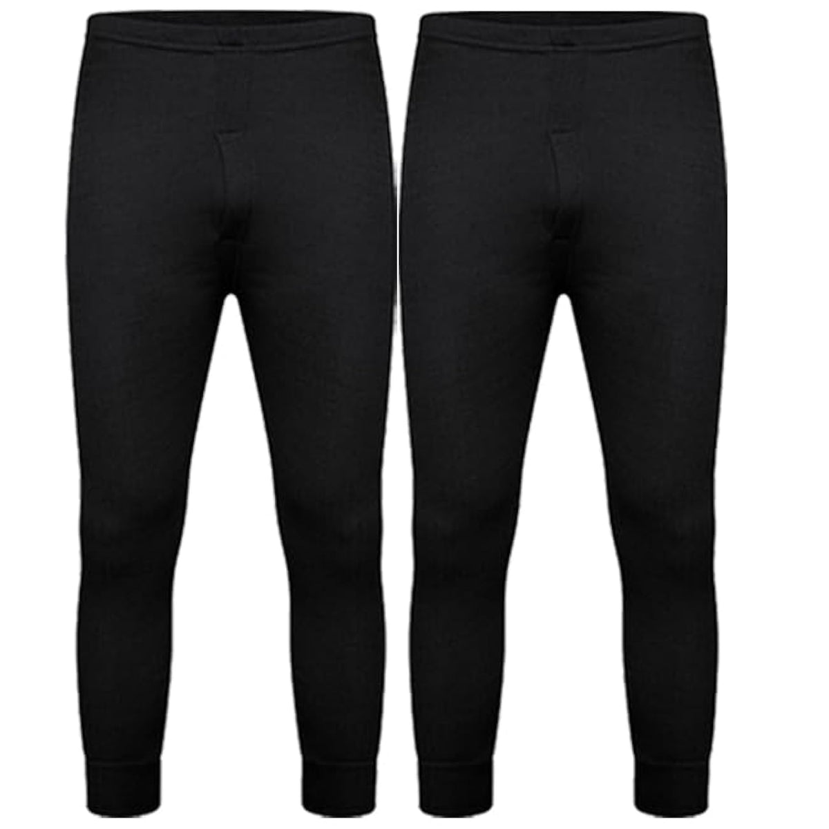 DOLCE ENVY Men's Thermal 2 Pack Long John Bottom Trouser Warm Base Layer for Winter Suitable for Daily Use High-Performance Bottom Trouser (XL, Black)