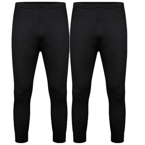 DOLCE ENVY Men's Thermal 2 Pack Long John Bottom Trouser Warm Base Layer for Winter Suitable for Daily Use High-Performance Bottom Trouser (XL, Black)
