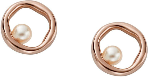 Skagen Earrings for Women Agnethe, Width: 11.35 mm Rose Gold Stainless Steel Earrings, SKJ1438791