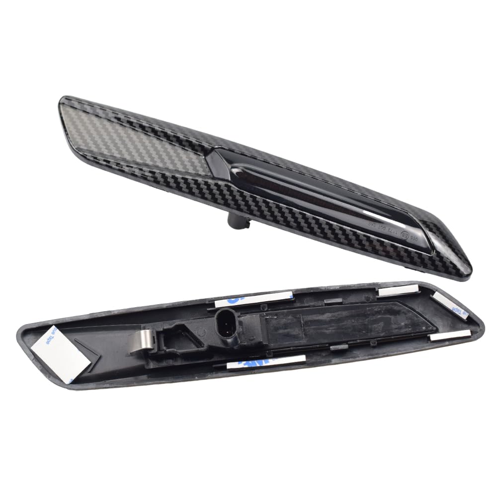 Kakulkomen Turn Signal Lamp Led Front Fender Side Marker Light Compatible with BMW 5 Series F10 F11 528i 528iX 535i 2011 12 2013 (Carbon Fiber Lens-Black)