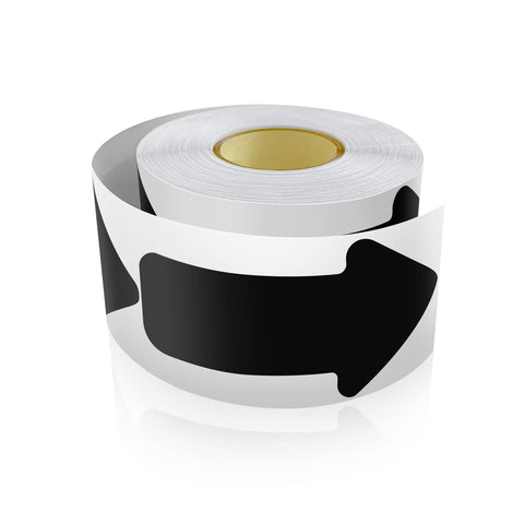 Arrow Floor Stickers Vinyl 5 x 10 cm Self-adhesive Direction Arrows Sign Waterproof Removable 200 Labels per Roll Black