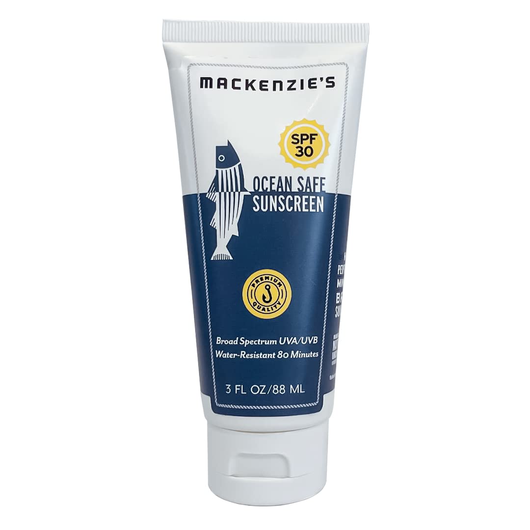 MacKenzie's SPF 30 Ocean Safe Sunscreen Lotion 3 oz- Gifts for Fisherman, Gardeners, Beach Life, Ocean Lovers, Natural, Mineral Based & Fragrance Free