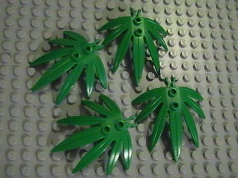 Lego Plants: 4 Green Finger Leaves / Palm Tree Fronds