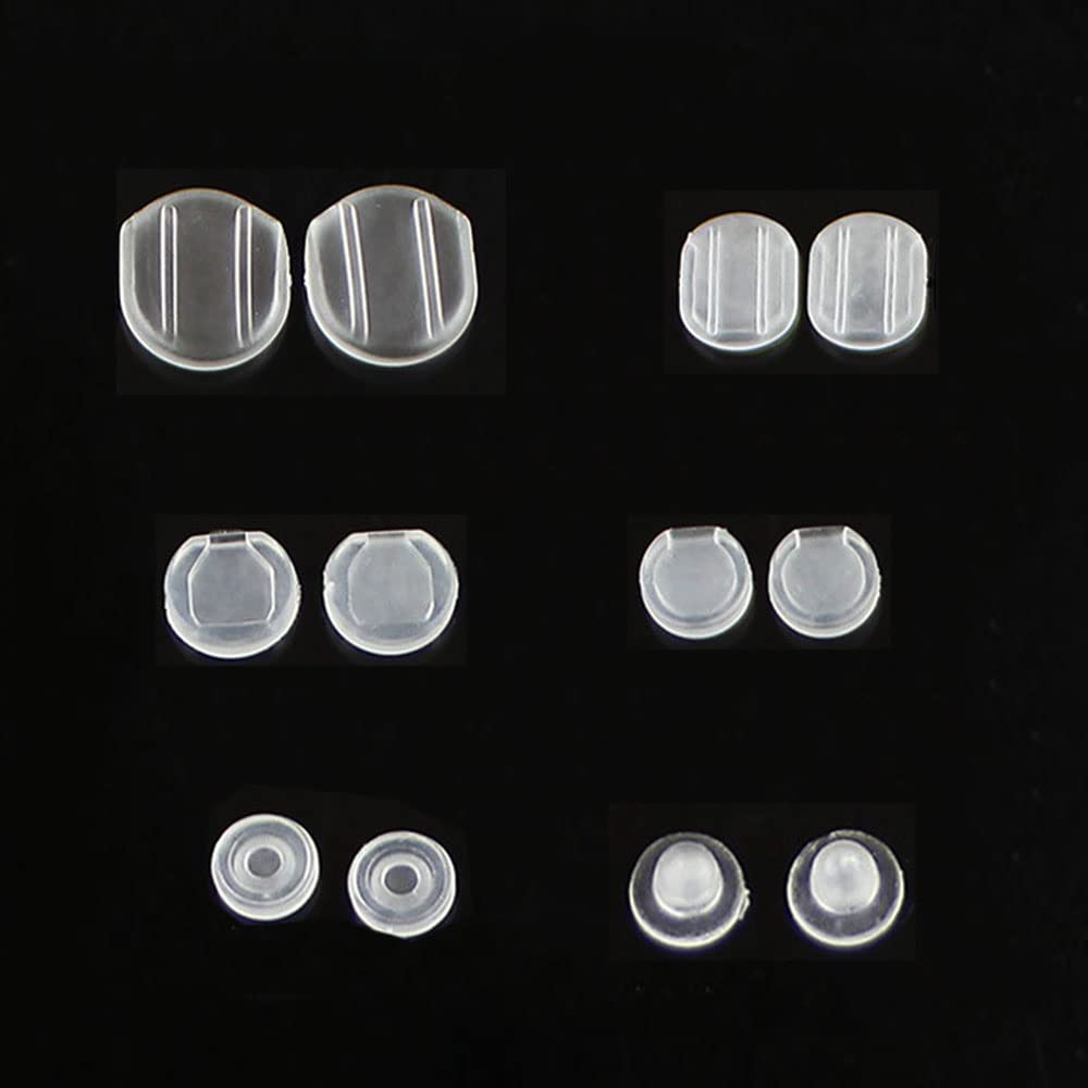 Earring Pads 36 Pieces 6 Sizes Clear Comfort Earring Cushions Pads Silicone for Clip-on Earrings