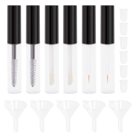 Lurrose 1 Set Empty Mascara Tube Eyeliner Tube Lip Gloss Bottle with Wand Funnels Transfer Pipettes and 4ml Makeup Vials Cosmetics Containers for Castor Oil DIY Mascara