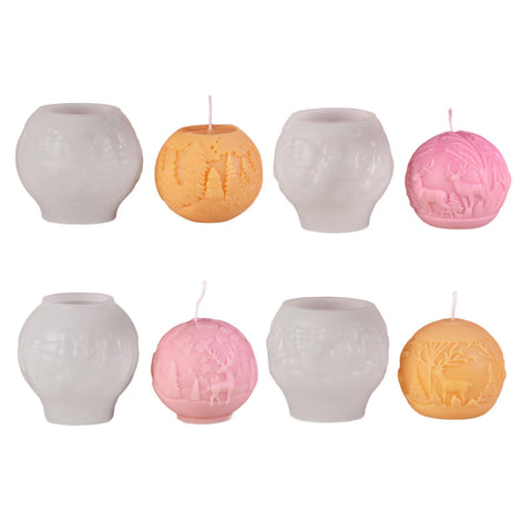 Meiliyizu Christmas Ball Silicone Candle Mould, 4Pcs Christmas Ball Silicone Molds for Candle Soap Christmas Decoration, Plaster Ornaments, Chocolates, Epoxy Resin