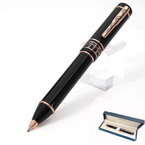 Conklin Hippocrates Ball Pen in Black - Luxury Writing Instrument with 18K Gold-Plated Trim - Ideal Gift for Doctors, Medical Professionals & Collectors
