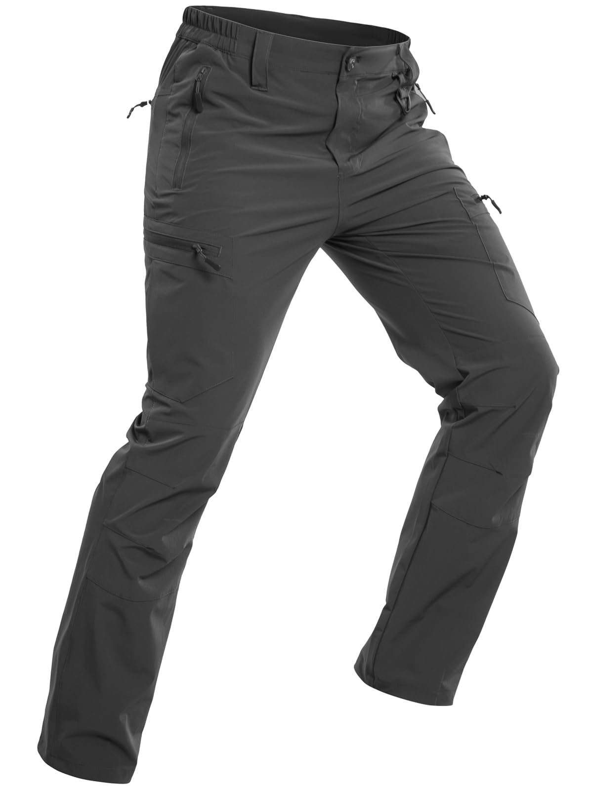NAVEKULL Men's Lightweight Hiking Pants Quick Dry Fishing Pants Stretch Tactical Work Cargo Pants with Zipper Pockets Relaxed Fit Zip Off Camping Climbing Golf Pants Summer Outdoor Trousers Dark Grey