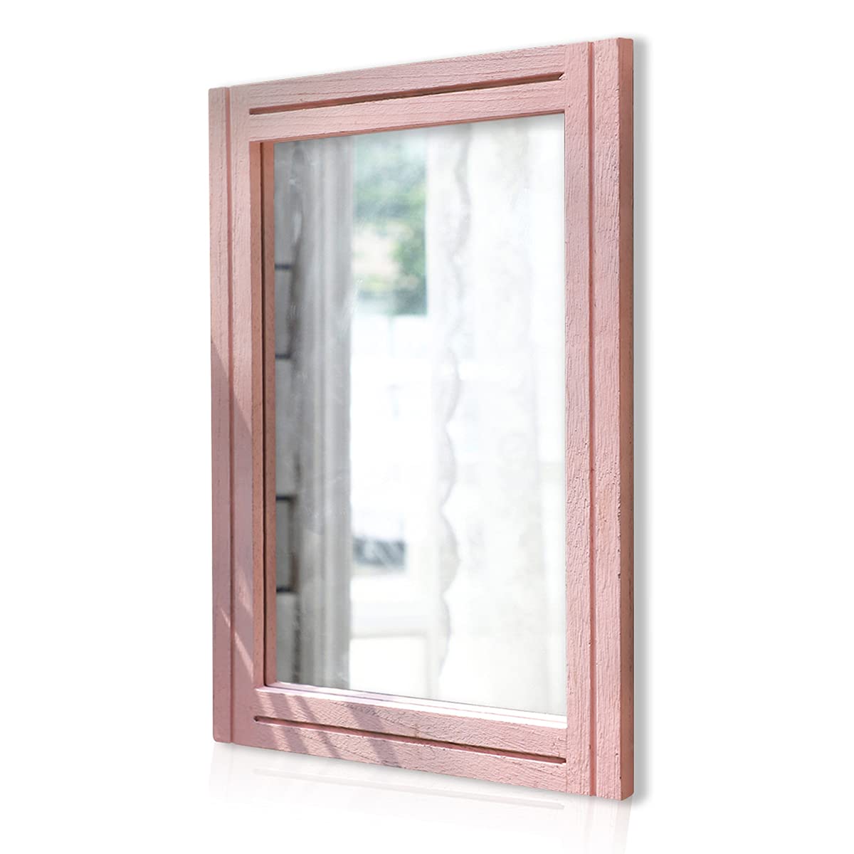AAZZKANG Wood Framed Rectangle Mirror Large Mirror 70 x 50 cm Ructic Farmhouse Bathroom Living Room Bedroom Vanity Mirror