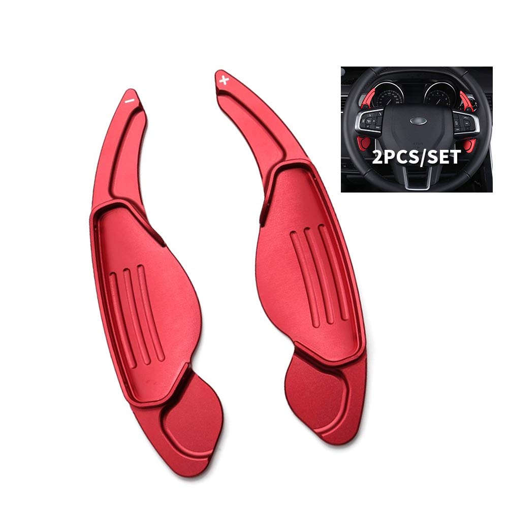 SANRILY 2pcs Red Aluminum Steering Wheel Paddles Shift DSG Extensions Fit for Land Rover Evoque Velar Discovery Sport Interior Accessories for F-Pace E-Pace XE XF XJ XEL XFL XJ
