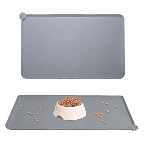 1pcs Gray Pet Feeding Mat (48cm*30cm), Silicone Cat and Dog Feeding Mat, Pet Food Mat, Pet Bowl Placement Tray, Non-slip and Waterproof, Suitable for Dogs and Cats