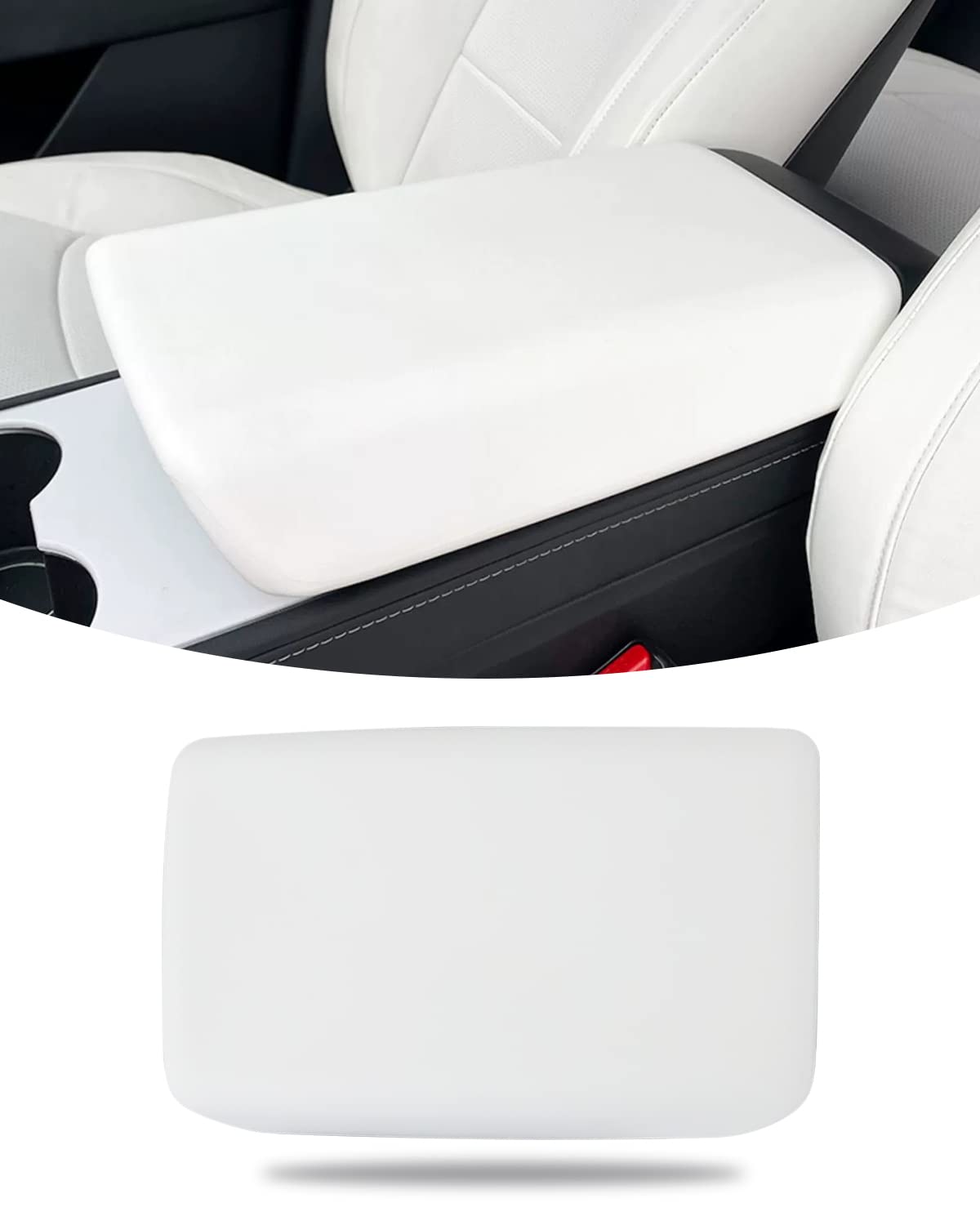 LIMBQS White Center Console Cover for Tesla Model 3 Y, Armrest Cover Pad for Tesla 2017-2022