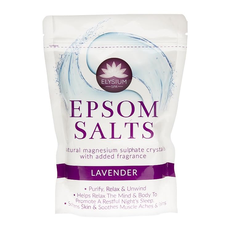 Elysium Spa Epsom Salts, Bath Salts Natural Magnesium Sulphate Relax Muscle Aches (450g Epsom Salts Lavender)