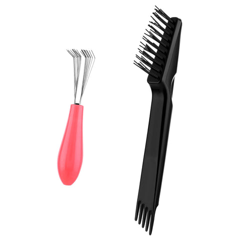 Xinjoduz Comb Cleaner Brush, 2 PCS Hair Brush Cleaner Tool with Plastic Handles, Black and Pink, for Removing Hair Dust from Home and Salon Use