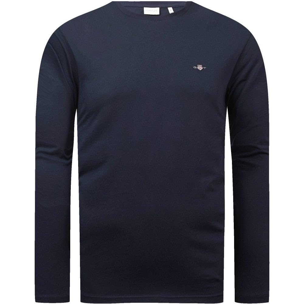 GANT Men's Reg Shield LS T-Shirt, Evening Blue, XS