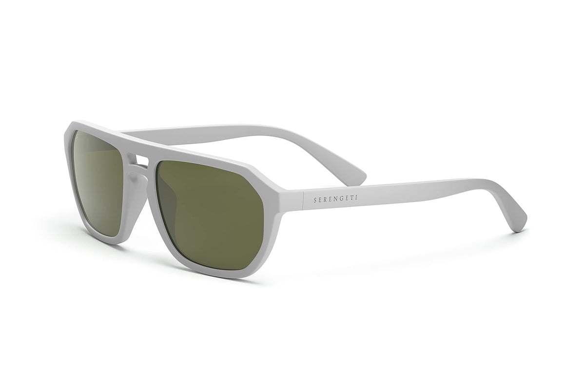 Serengeti Men's Bellemon Polarized Oval Sunglasses, Matte White, Medium