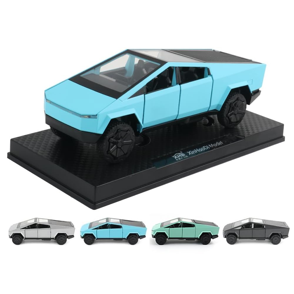 1:32 Scale Toy Trucks Pickup Model Pull Back Pick-Up Truck with Sound and Light, Alloy Diecast Truck Toys for Kids Gift or Vehicles Model Collection Enthusiasts (1/32 Blue Pickup)