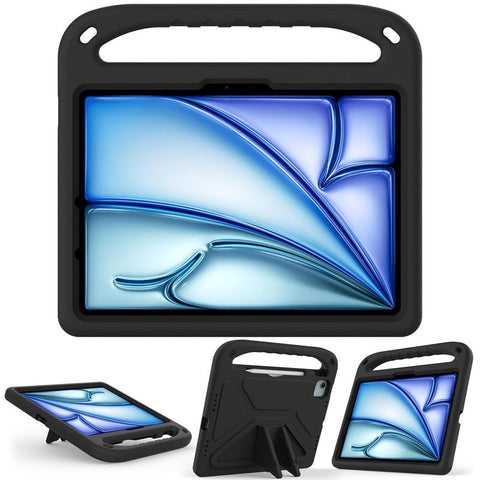 Table Case For iPad Pro 11 Inch M4 2024, iPad Air 11 Inch M2 2024 Kids Friendly, EVA Foam Lightweight Shockproof Duarable, Tablet Cover with Handle Stand, Black
