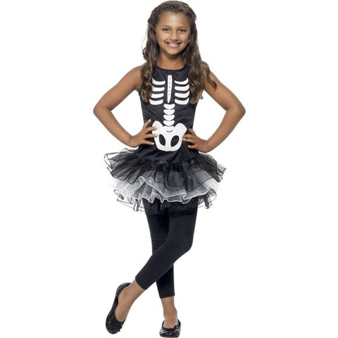 Smiffys Skeleton Tutu Costume, Black with Printed Tutu Dress, Halloween Child Fancy Dress, Skeleton Dress Up Costumes