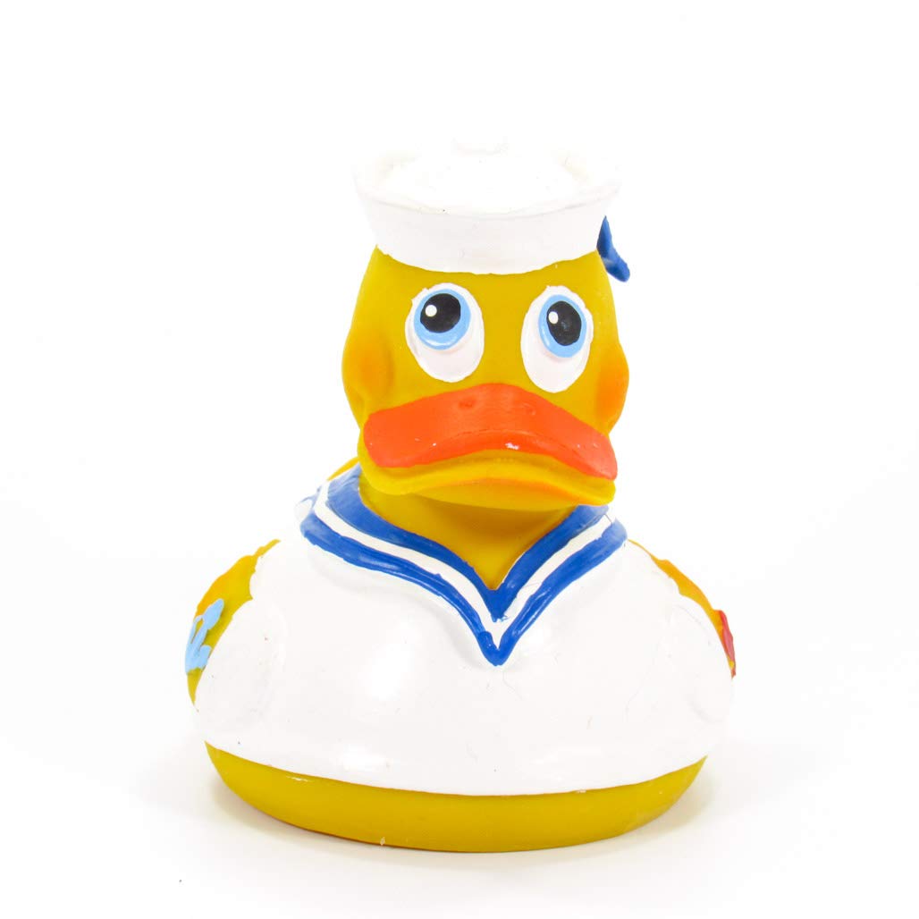 Sailor Mariner Rubber Duck Bath Toy | All Natural, Organic, Eco Friendly, Squeaker | Lanco Brand | Imported from Barcelona, Spain