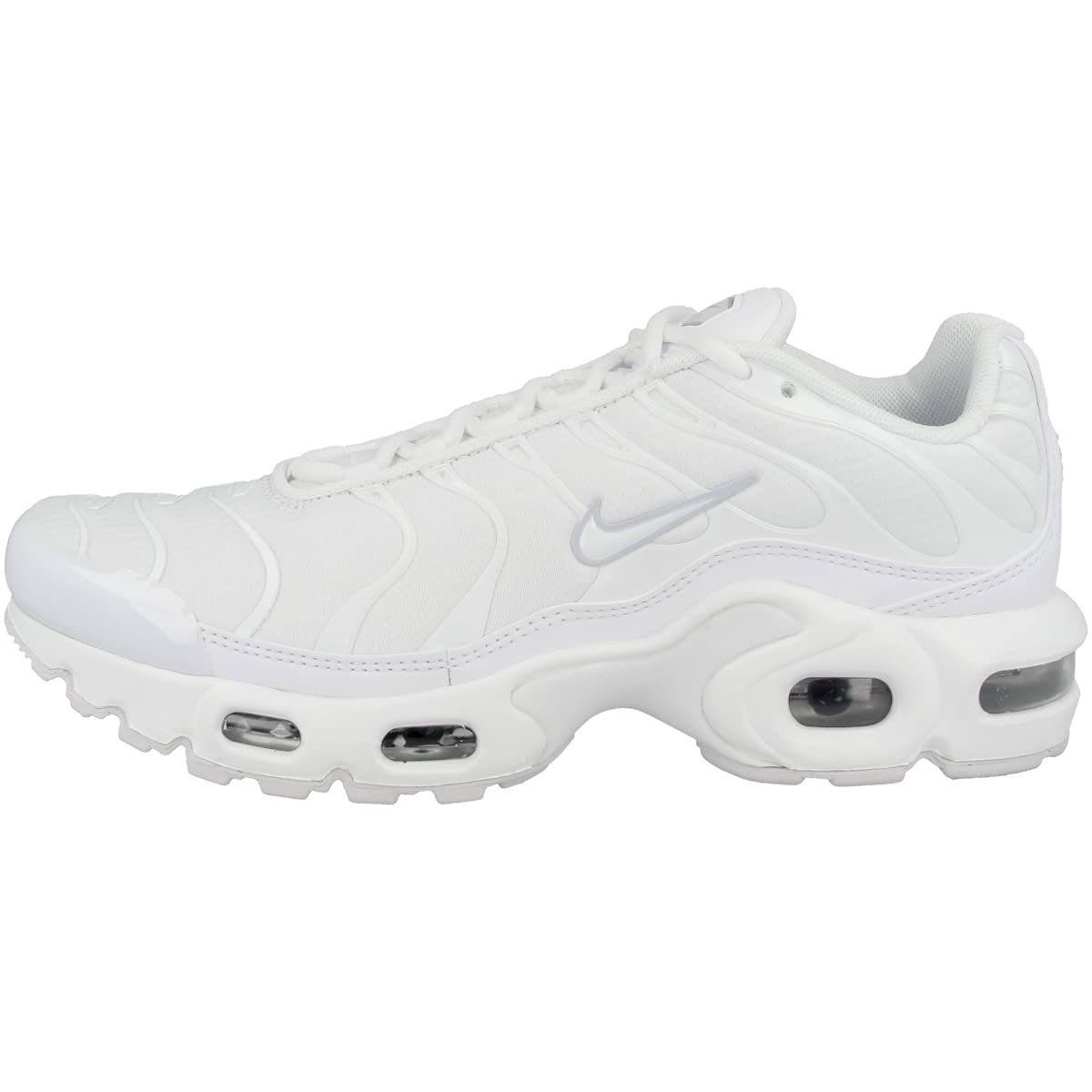 Nike girls Air Max Plus, White Metallic Silver 100, 7 Big Kid