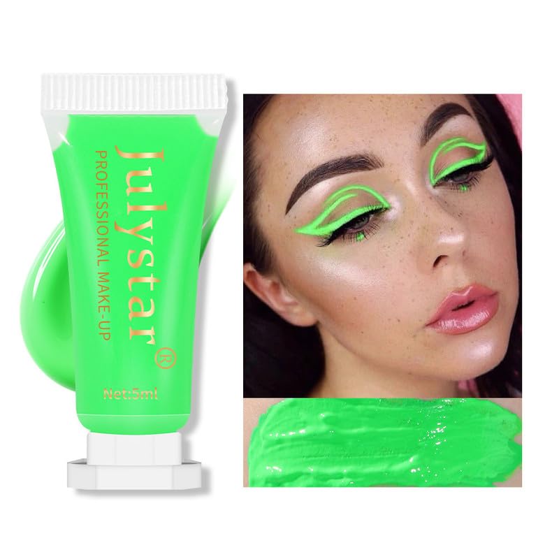Easilydays Glow In The Dark Face Body Paint, UV Green Face Paint Crayons, Neon Body Face, Painting for Kids, Water Soluble Fluorescent Graffiti, Halloween Face Dramatic Makeup for Adult (#06 UV Green)