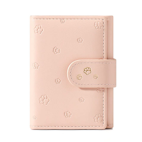 Small Wallet for Girls Kids Womens Cute Short Purse Little Slim Cash Pocket & Card Holder & Coin Purse Footprint Editon (Pink)